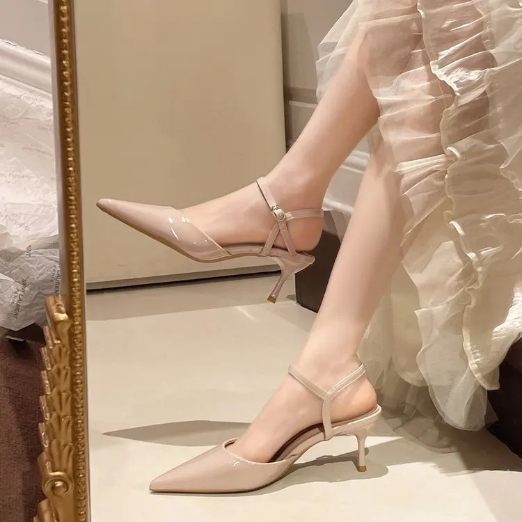Elegant Buckle Strap Mules Pointed Toe Wedding Party High Heels Pumps - Image 7