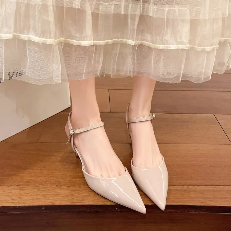 Elegant Buckle Strap Mules Pointed Toe Wedding Party High Heels Pumps - Image 6