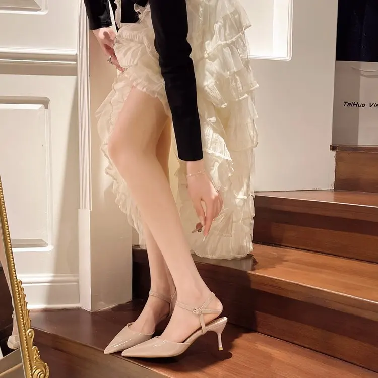 Elegant Buckle Strap Mules Pointed Toe Wedding Party High Heels Pumps - Image 9