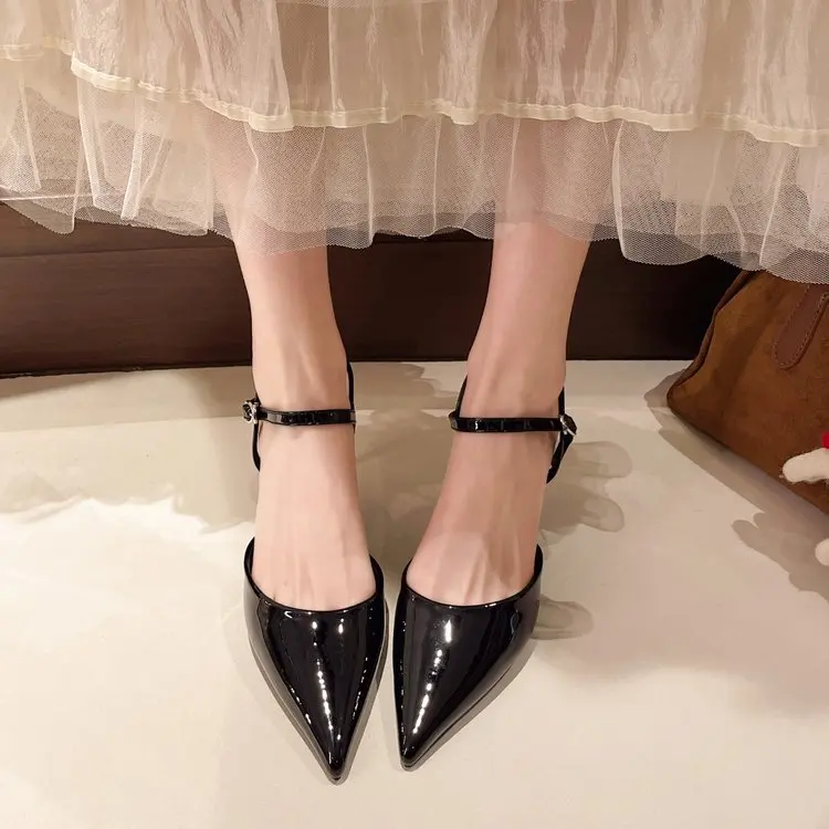 Elegant Buckle Strap Mules Pointed Toe Wedding Party High Heels Pumps - Image 11