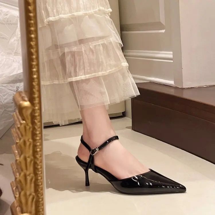 Elegant Buckle Strap Mules Pointed Toe Wedding Party High Heels Pumps - Image 13