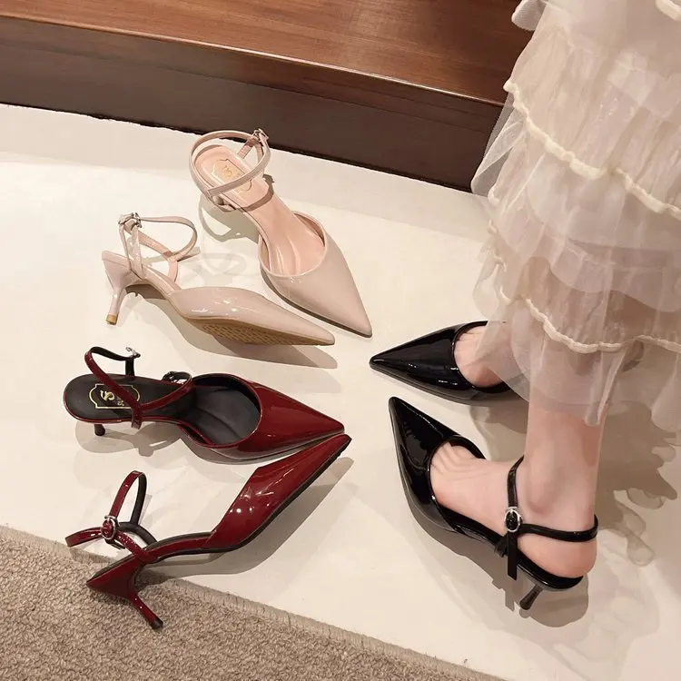 Elegant Buckle Strap Mules Pointed Toe Wedding Party High Heels Pumps - Image 17