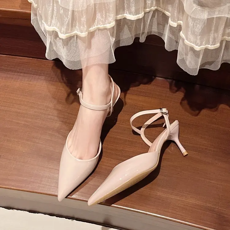 Elegant Buckle Strap Mules Pointed Toe Wedding Party High Heels Pumps - Image 8