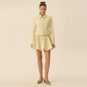 Elegant Bud Full Sleeve Laple Single Breasted Jacket High Waist Mini Skirts Suit