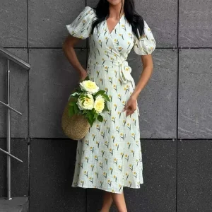 Elegant Cotton A-line Muslin With Side Slits Flowers Midi Dresses