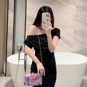 Elegant Cross-Border Sequin Embroidery Floral Chain Clutch Bag