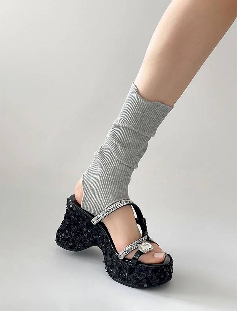 Elegant Crystal Narrow Band Platform Thick Bottom Wedges Heel Slides Sandals - Image 6