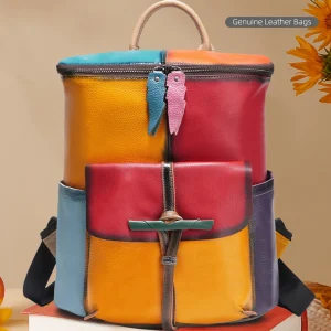 Elegant Designer Large Capacity Rucksack Soft Cow Leather Bookbags Backpack