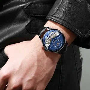 Elegant Double Tourbillon Luminous Direct-looking Mechanical Automatic Watch