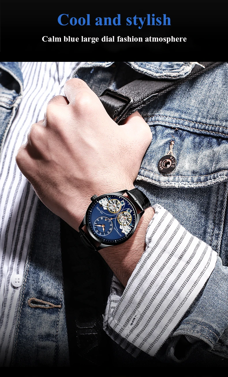 Elegant Double Tourbillon Luminous Direct-looking Mechanical Automatic Watch - Image 2