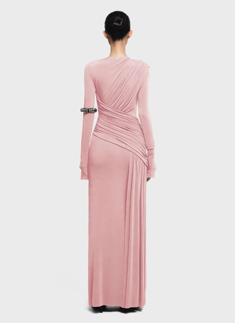 Elegant Fashion Pleated Long Sleeve High Waist Slimming Party Dresses - Image 7