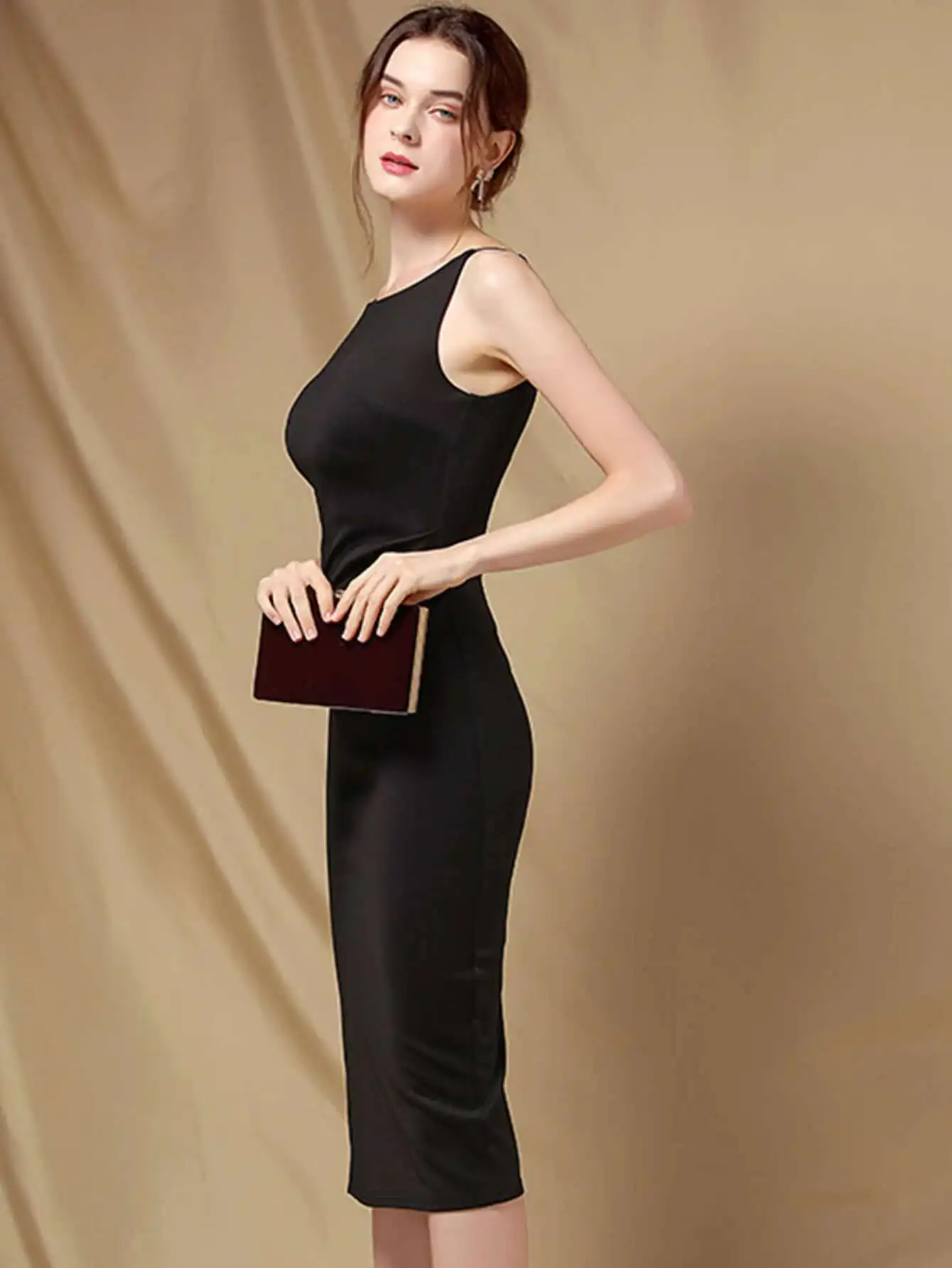Elegant Folds Sleeveless Birthday Party Prom Evening Bodycon Dresses - Image 15