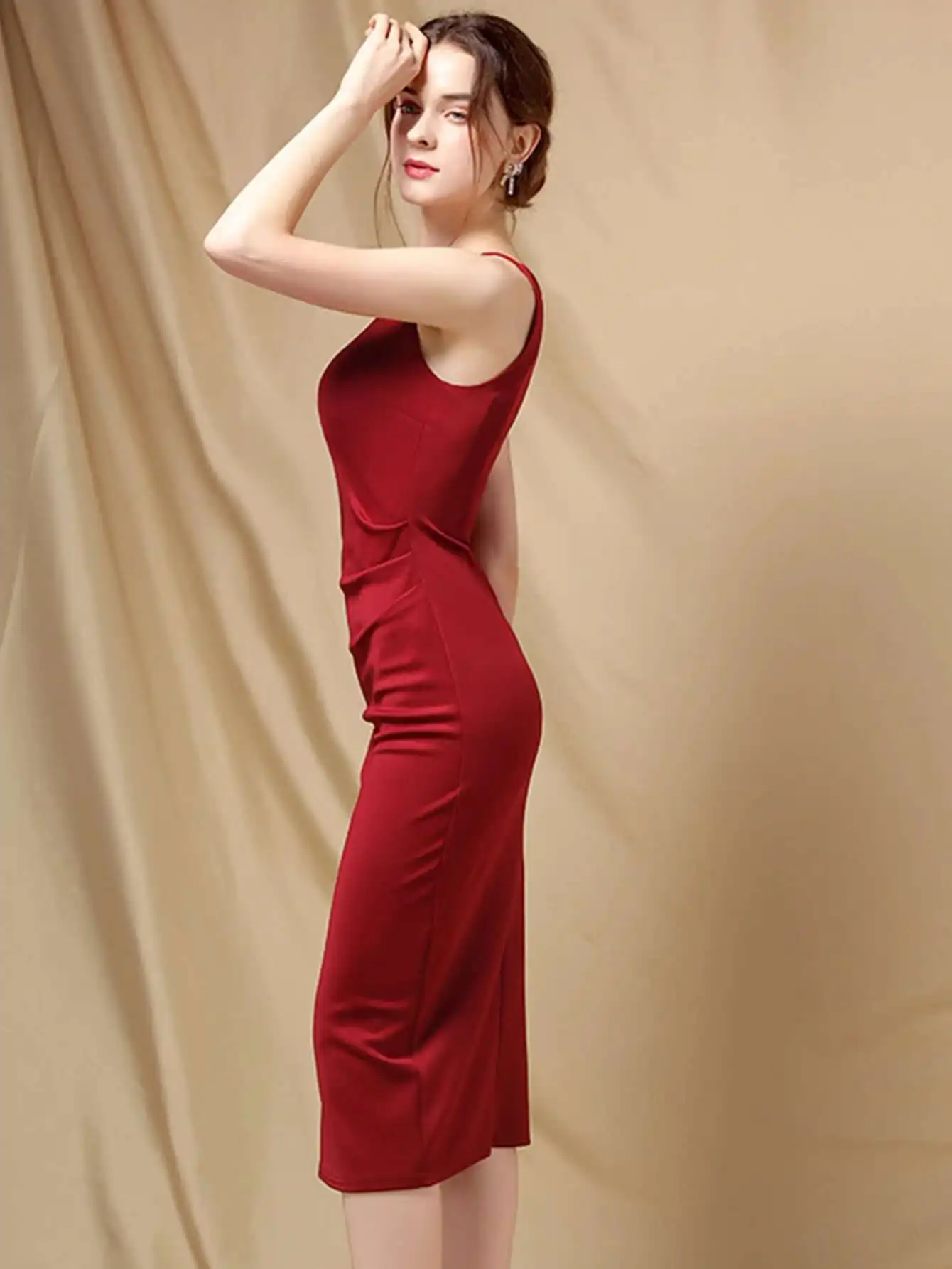Elegant Folds Sleeveless Birthday Party Prom Evening Bodycon Dresses - Image 10
