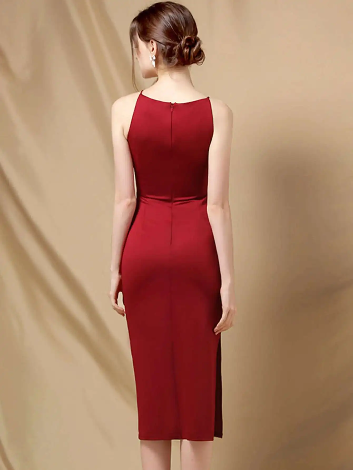 Elegant Folds Sleeveless Birthday Party Prom Evening Bodycon Dresses - Image 11