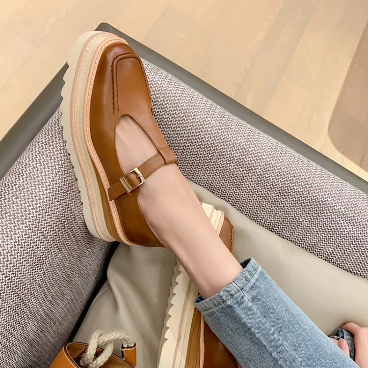 Elegant Genuine Leather Lace-up High Heels Cow Leather Wedges Sandals - Image 4