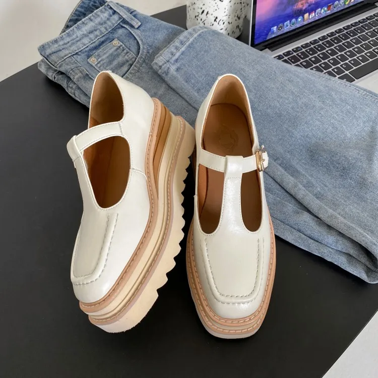 Elegant Genuine Leather Lace-up High Heels Cow Leather Wedges Sandals - Image 7