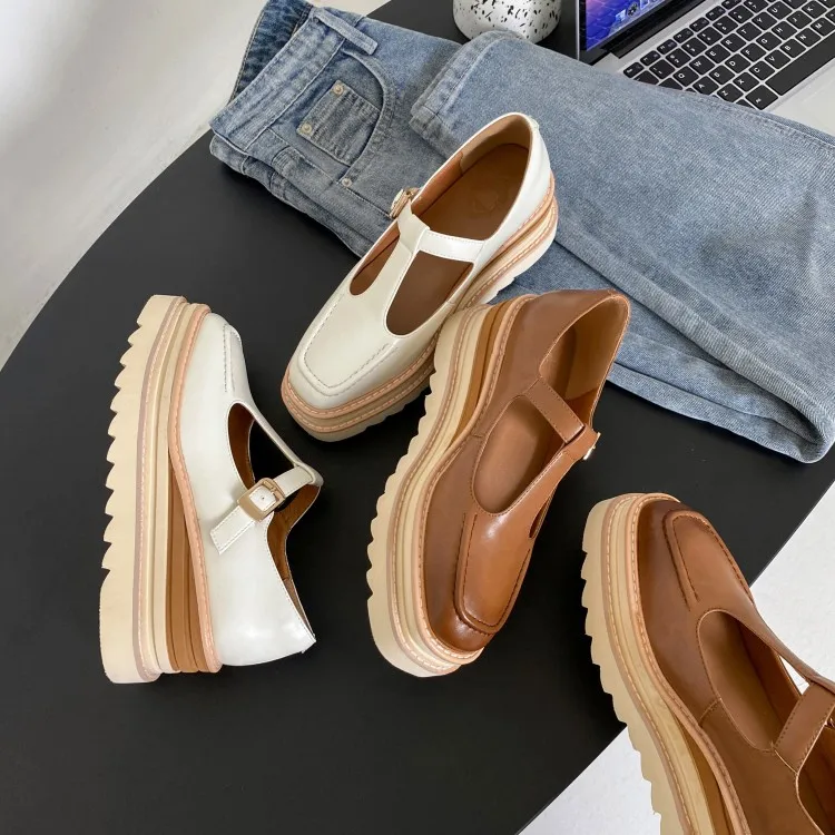 Elegant Genuine Leather Lace-up High Heels Cow Leather Wedges Sandals - Image 9