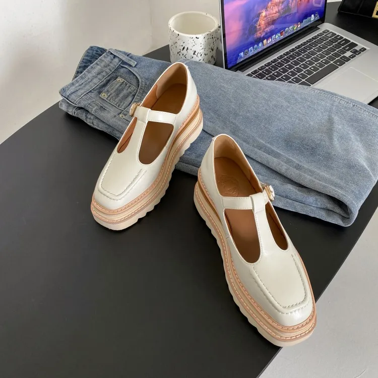 Elegant Genuine Leather Lace-up High Heels Cow Leather Wedges Sandals - Image 6