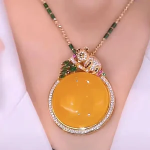 Elegant Geometric Natural Agate Jade Sweater Chain Design Of High-End Pendant Necklace