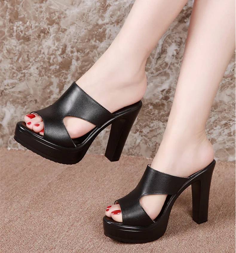 Bohemian High Quality Leather Platform Open Toe High Heels Sandals - Image 6