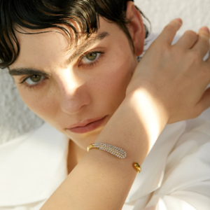 Elegant Imitation Pearls Geometric Stainless Steel Personalized Texture Cuff Bracelet Bangle