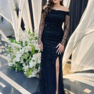 Elegant Luxurious Special Occasions Off-Shoulder Full Sleeve Customized Prom Dresses