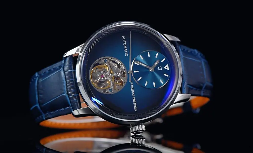 Elegant Mechanical Watch Automatic Movement Tourbillon Stainless Steel Waterproof PU Leather Strap Watch - Image 4