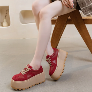 Elegant Microfiber Elastic Band Suede Leather Mesh Platform Shoes