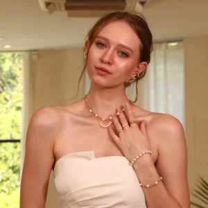 Elegant Natural Pearl Beads Chic Thin Chain Stainless Steel Minimalist Charm Collar Necklace