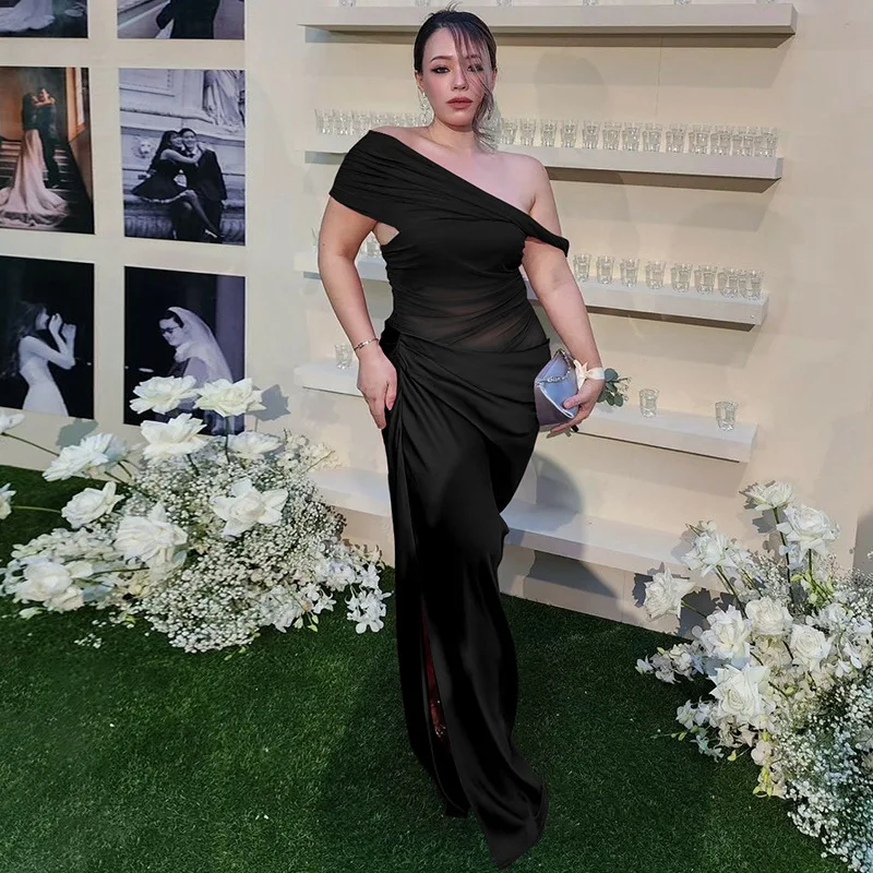 Elegant Off-shoulder Strapless Backless Sleeveless Ruched Club Long Maxi Dress - Image 12