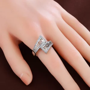 Elegant Personality Geometric Channel Setting Copper Elegance Zircon Ring