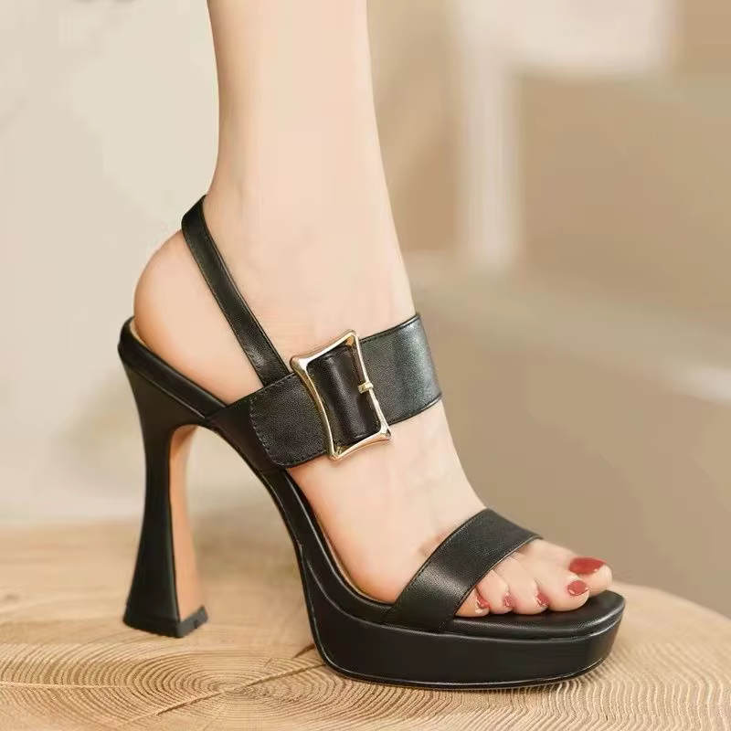 Elegant Back Strap Microfiber Platform Kitten Stiletto High Heeled Sandal - Image 7