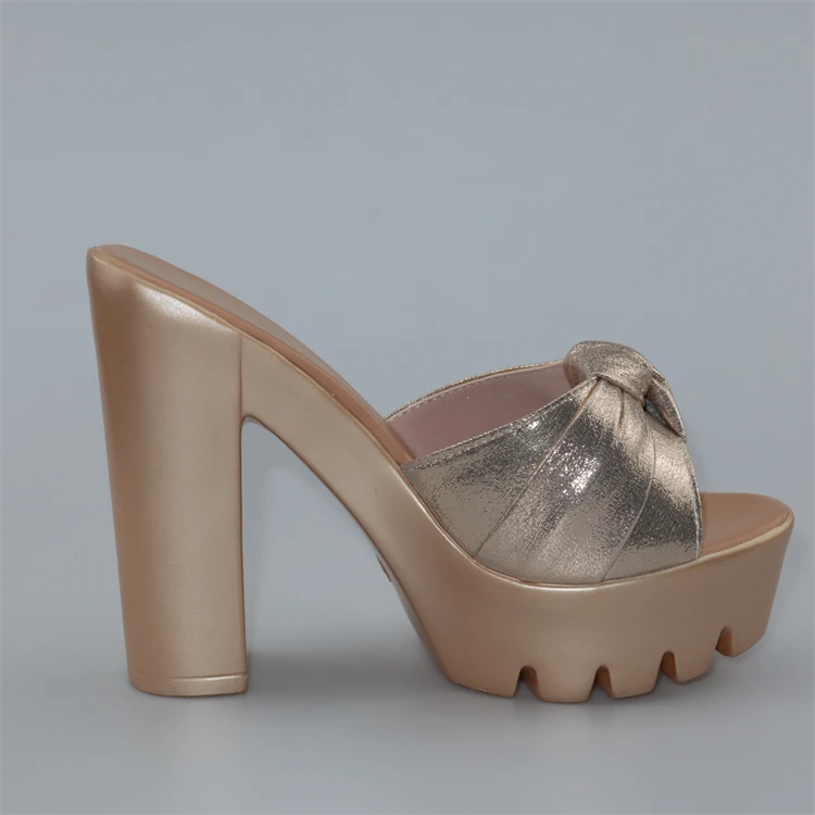 Elegant Platform Slides Open Head Bow Evening Party High Heels Sandal - Image 5