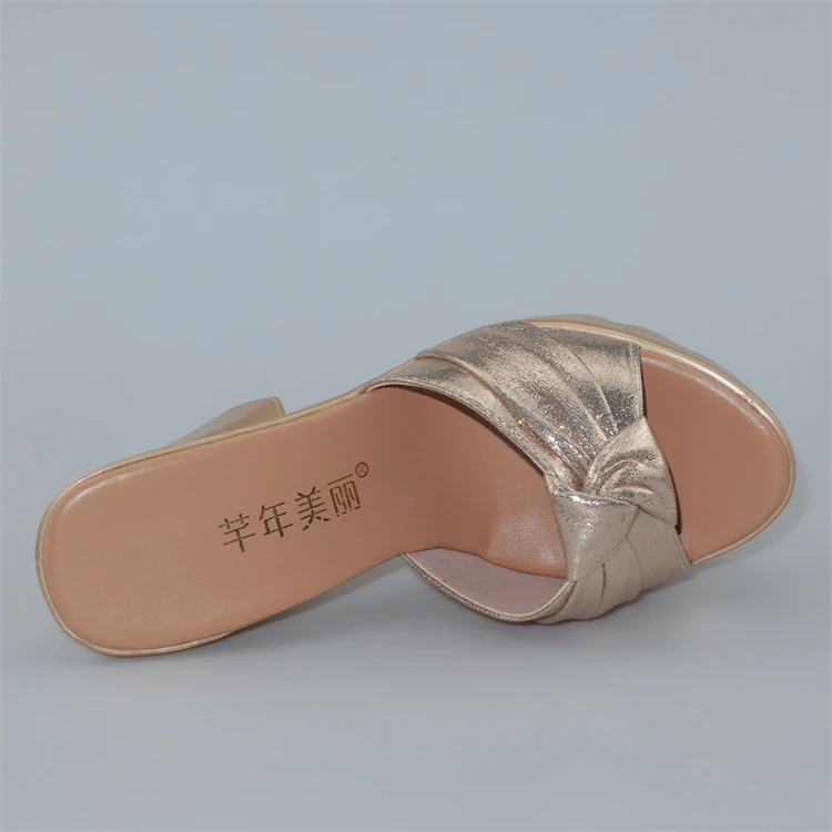 Elegant Platform Slides Open Head Bow Evening Party High Heels Sandal - Image 4