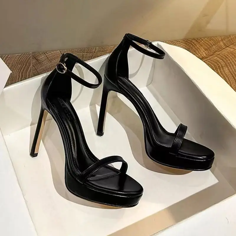 Elegant Platform Waterproof Stiletto Open-Toe Ultra-High Heels Pumps - Image 7