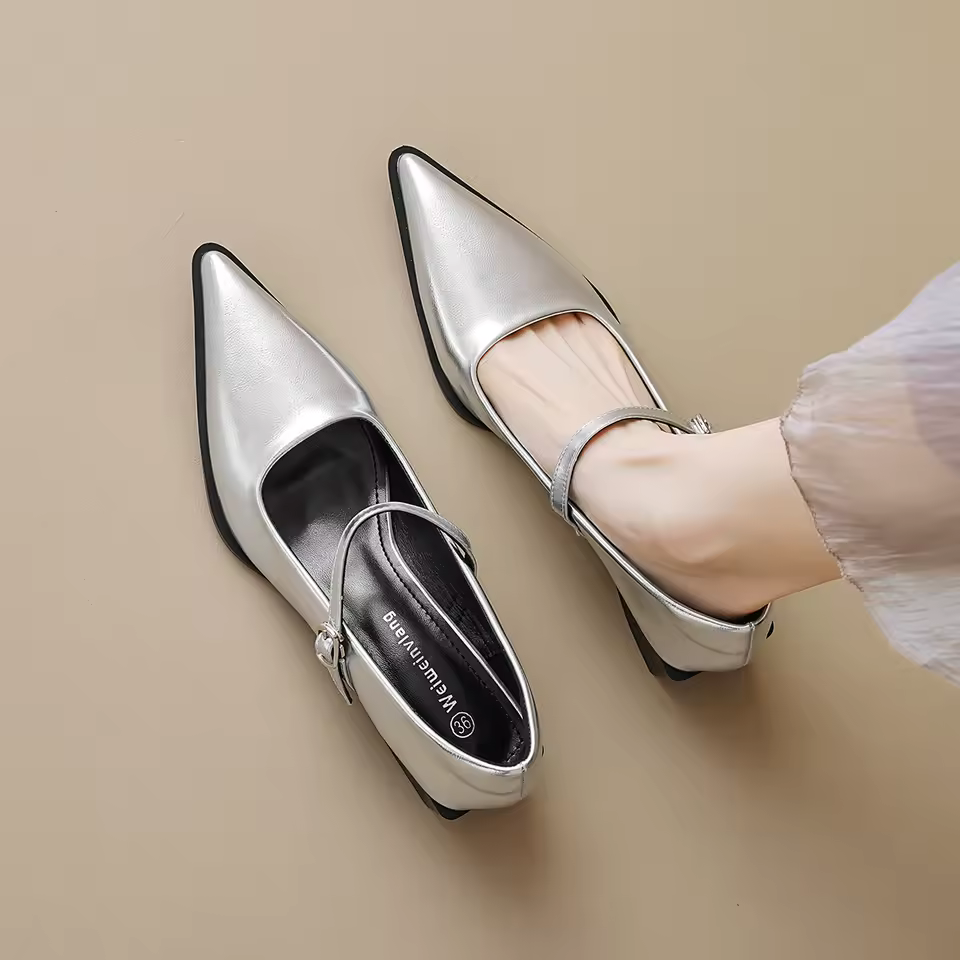 Elegant Pointed Club Party Bonded Leather Shallow High Heels Sandals