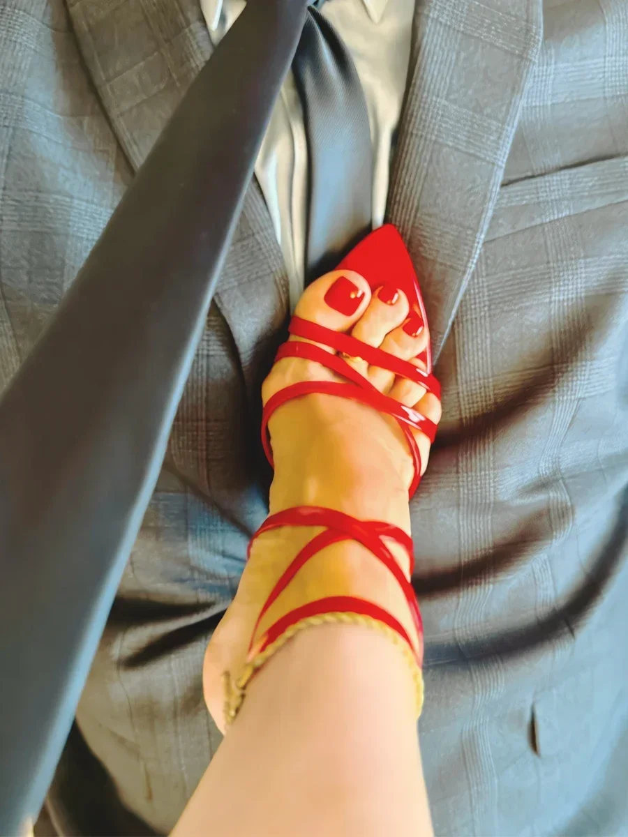 Elegant Pointed Toe Cross Straight Strap Thin High Heels Sandals - Image 6