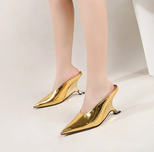 Elegant Pointed Toe Designer Shallow Wedges High Heels Sandals