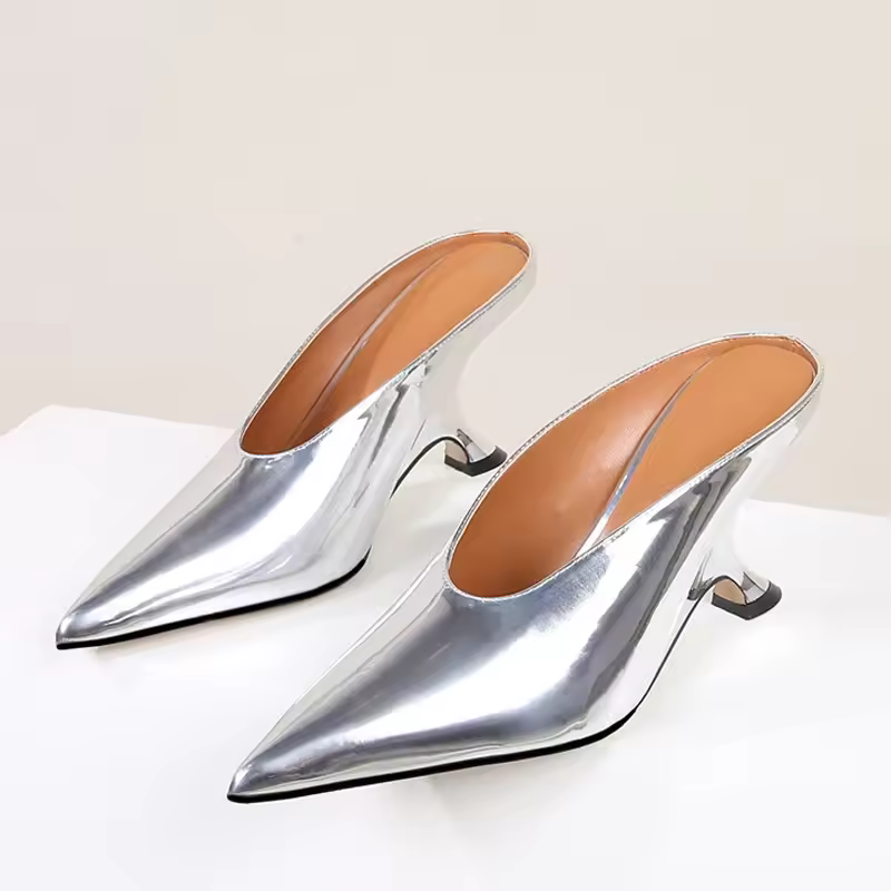 Elegant Pointed Toe Designer Shallow Wedges High Heels Sandals - Image 4