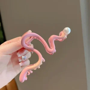 Elegant Rainbow Love Large Ponytail Hair Crab Colorful Shark Clip Hair Claws