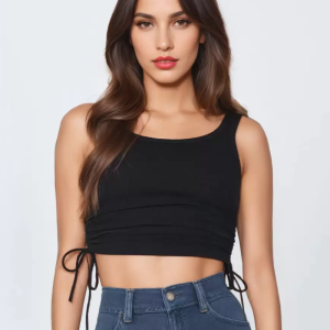 Elegant Round Neck Drawstring Convertible Casual Camis Simple Cami Tops