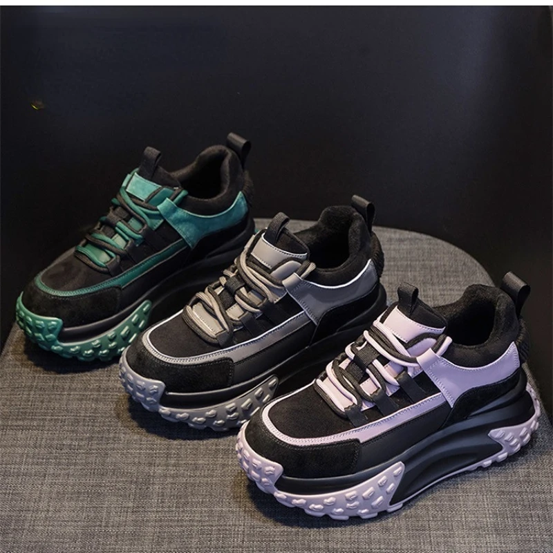 Elegant Rubber Genuine Leather Platform Wedge Chunky Shoes - Image 18