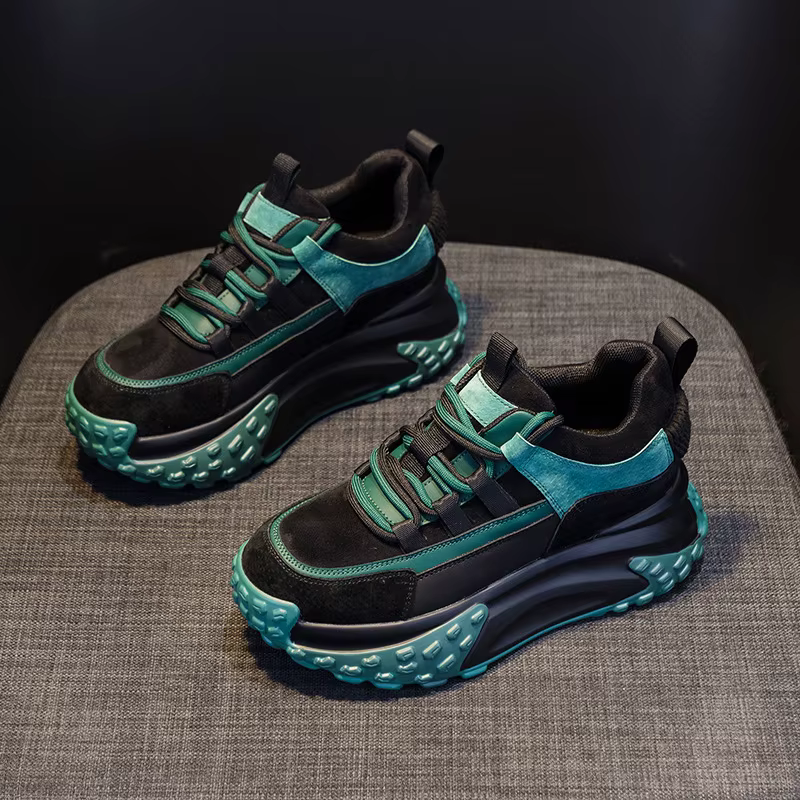 Elegant Rubber Genuine Leather Platform Wedge Chunky Shoes - Image 17