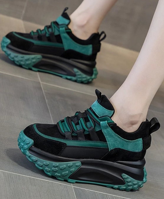 Elegant Rubber Genuine Leather Platform Wedge Chunky Shoes - Image 14