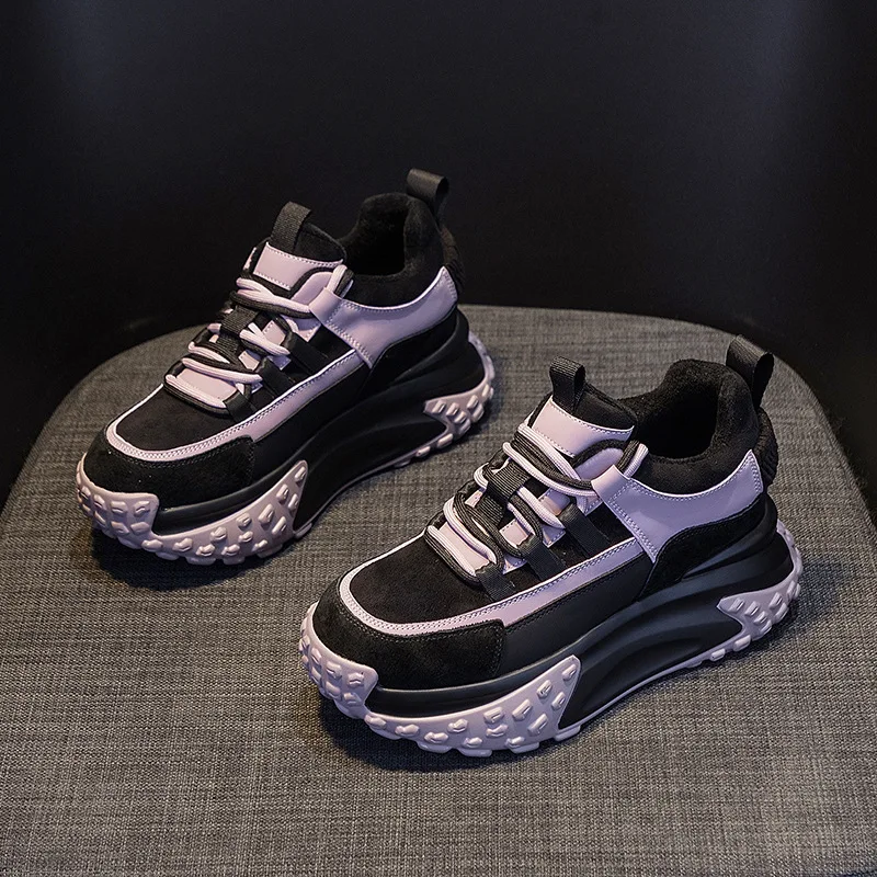 Elegant Rubber Genuine Leather Platform Wedge Chunky Shoes - Image 5