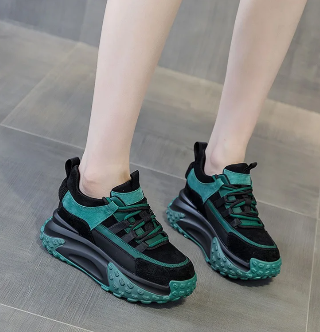 Elegant Rubber Genuine Leather Platform Wedge Chunky Shoes - Image 13