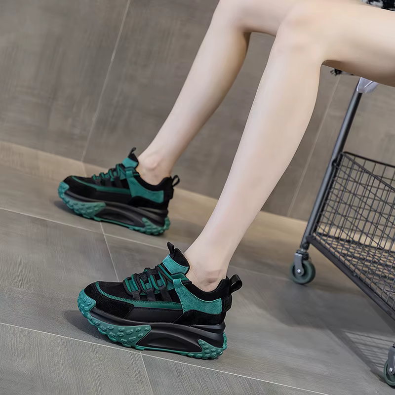 Elegant Rubber Genuine Leather Platform Wedge Chunky Shoes - Image 12