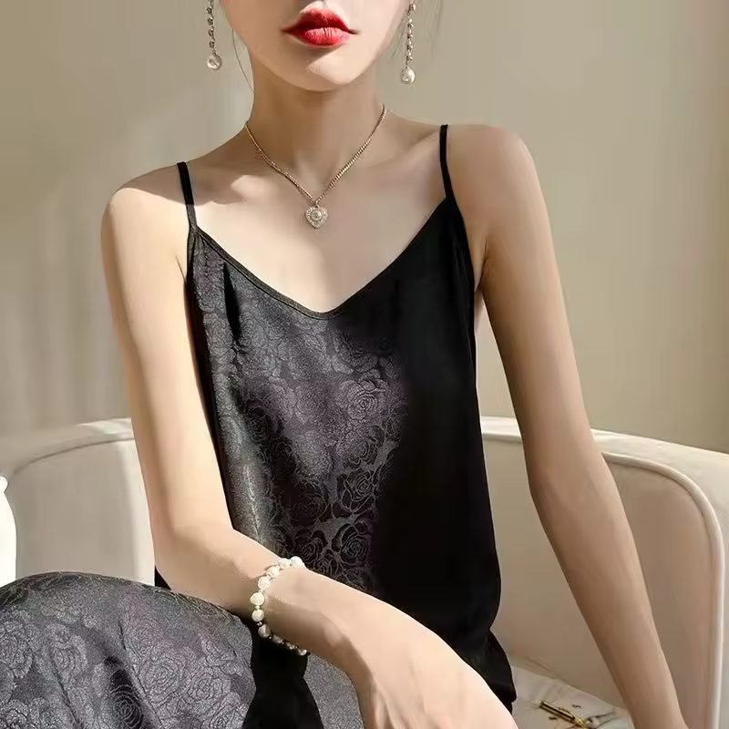 Elegant Silk Sleeveless Loose Long Nightie Home Slip Dress - Image 3