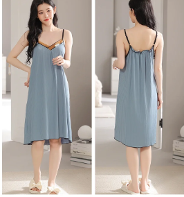 Elegant Spaghetti Strap Mini Sleeveless Nightgown Dress - Image 4