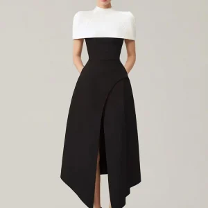 Elegant Square Collar Sleeveless High Waist Pleated Evening Dresses